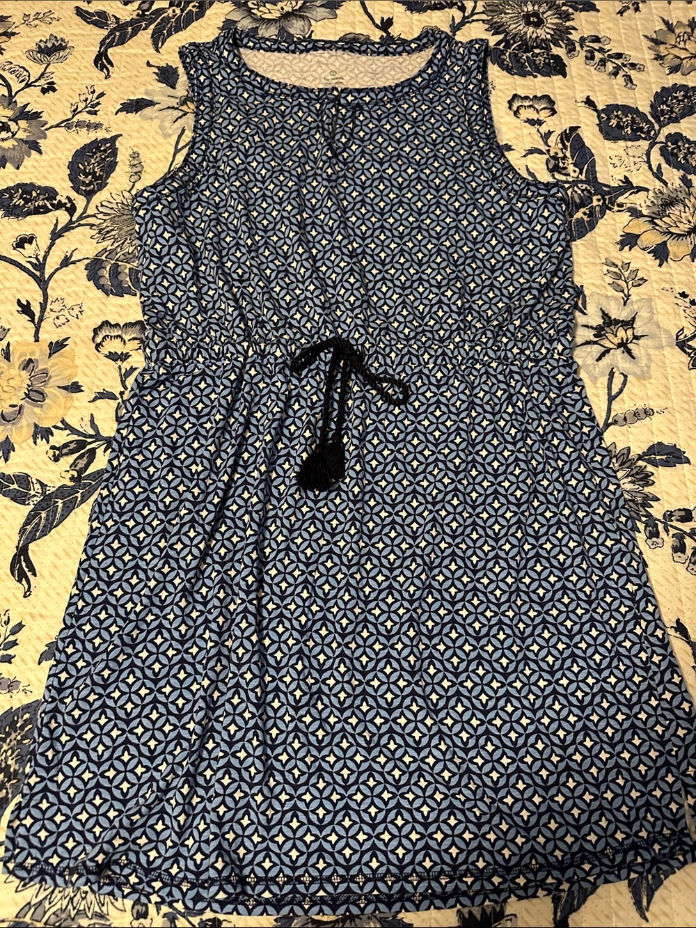 Talbots Blue and White Geo Print Dress